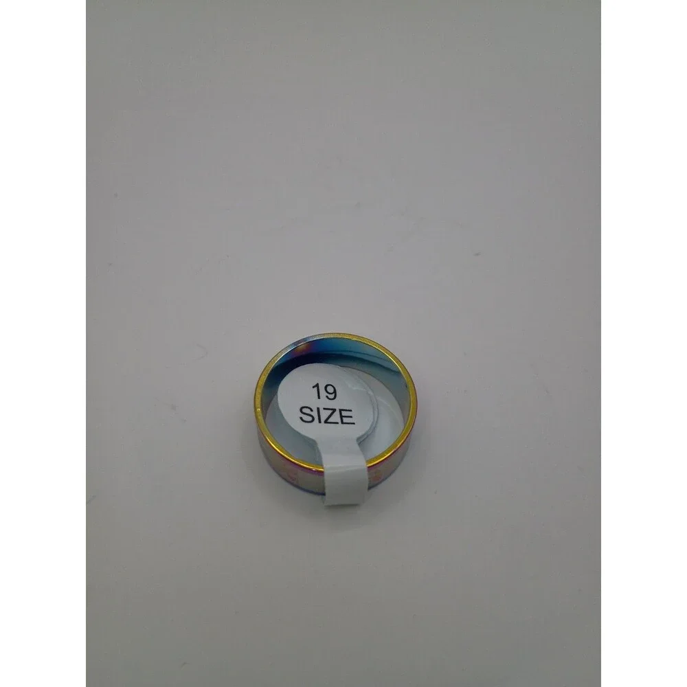 Rainbow Stainless Steel Ring Band Unisex Size 9.5 Zen Symbol Comfort Fit - Picture 2 of 2